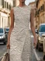 Women's Sleeveless Summer Apricot Floral Printing Crew Neck Daily Going Out Vintage Maxi H-Line Shift Dress Dress