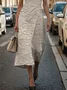 Women's Sleeveless Summer Apricot Floral Printing Crew Neck Daily Going Out Vintage Maxi H-Line Shift Dress Dress