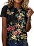 Floral Crew Neck Casual Regular Fit T-Shirt