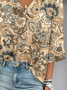 Paisley V Neck Casual Loose Blouse