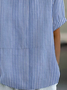 Women's Spring Stripe Print Lapel Short Sleeve Shirt