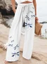 Women's  H-Line Baggy Pants Daily Going Out Pants White Casual Printing Dragonfly Spring/Fall Pants