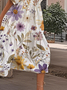 Crew Neck Floral Casual Loose Dress With No