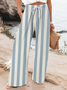 Women's  H-Line Baggy Pants Daily Going Out Pants Blue Casual Printing Striped Spring/Fall Pants