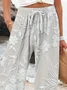 Women's  H-Line Baggy Pants Daily Going Out Pants White Casual Printing Floral Spring/Fall Pants