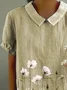 Women's Floral Spring Print Lapel Short Sleeve Shirt