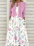 V Neck Urban Floral Regular Fit Two-Piece Set
