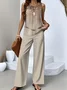 Casual Crew Neck Two-Piece Set With No