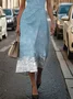 Women's Sleeveless Summer Blue Faux Denim Print Graphic Printing Crew Neck Daily Going Out Vintage Maxi H-Line Shift Dress Dress