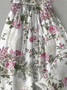 Women Floral Print Doll Neck Lace Up Dress