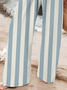Women's  H-Line Baggy Pants Daily Going Out Pants Blue Casual Printing Striped Spring/Fall Pants
