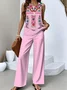 Crew Neck Regular Fit Casual Two-Piece Set With No