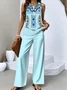 Crew Neck Regular Fit Casual Two-Piece Set With No