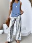 Crew Neck Geometric Regular Fit Casual Two-Piece Set With No