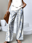 Crew Neck Geometric Regular Fit Casual Two-Piece Set With No
