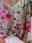 Gradient Pattern Casual Jersey V Neck T-Shirt