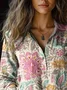 Ethnic Shawl Collar Loose Shirt