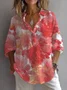 Vacation Floral Shirt Collar Blouse