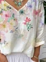 Casual Loose V Neck Gradient Pattern T-Shirt