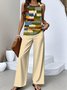 Regular Fit Casual Crew Neck Two-Piece Set With No