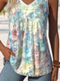 Floral V Neck Loose Casual T-Shirt