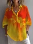 Vacation Floral Shirt Collar Blouse