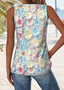 Floral V Neck Loose Casual T-Shirt