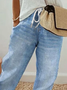 Women's  H-Line Straight Pants Daily Going Out Pants Blue Casual Printing Faux Denim Print Graphic Spring/Fall Pants