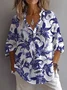 Vacation Floral Shirt Collar Blouse