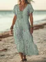 Women's Striped Print Casual V-Neck Short Sleeve Dress