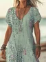 Women's Striped Print Casual V-Neck Short Sleeve Dress