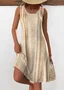 Regular Fit Casual Striped Crew Neck Dress With No