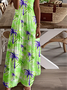 Women's Vintage Lovely Floral Art Print Pocket Dress