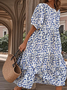Casual Loose Ditsy Floral Crew Neck Dress With No