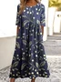 Floral Crew Neck Regular Fit Casual Dress With No