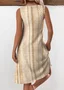Regular Fit Casual Striped Crew Neck Dress With No