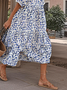 Casual Loose Ditsy Floral Crew Neck Dress With No