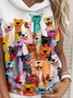 Loose Hoodie Animal Picture Casual Hoodie