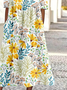 Floral Simple Crew Neck Loose Dress With No