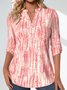 Print Casual V Neck Long Sleeve T-Shirt