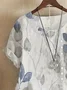 Women's Short Sleeve Shirt Summer White Floral Printing Crew Neck Daily Going Out Casual Top