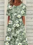 Floral Loose Casual Crew Neck Dress With No