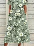 Floral Loose Casual Crew Neck Dress With No