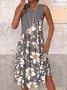 Crew Neck Simple Loose Dress With No