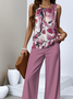 Crew Neck Regular Fit Casual Two-Piece Set With No