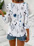 Loose V Neck Casual 3D Printing Blouse