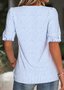 Loose V Neck Simple Striped T-Shirt