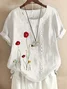 Women's Short Sleeve Shirt Summer White Floral Printing Crew Neck Daily Going Out Casual Top