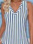 Striped Loose V Neck Casual Tank Top