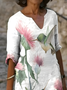Women's Floral Spring Print V Neck Dress